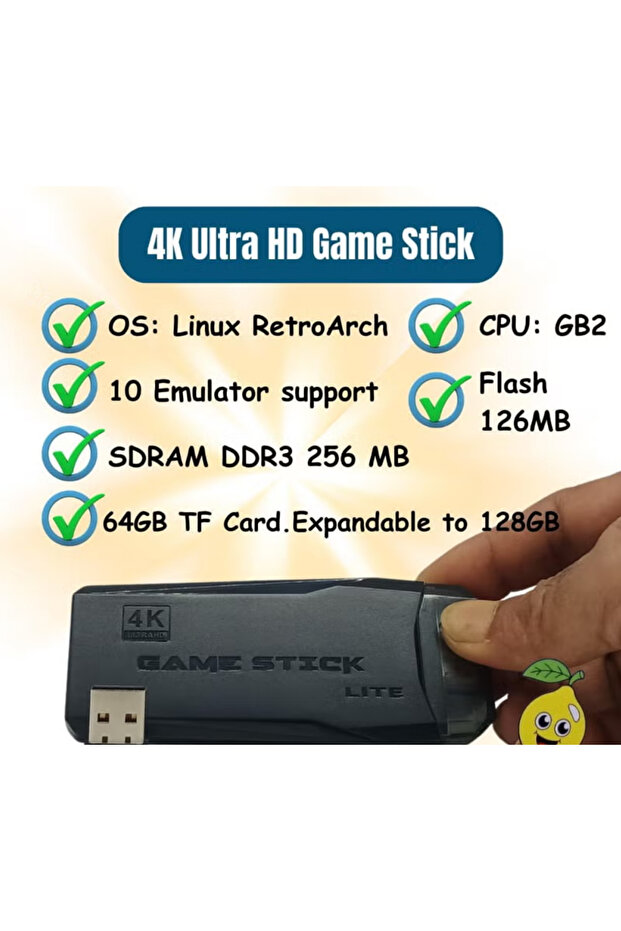 جهاز تحكم لاسلكي Game Stick Lite بتردد 2.4 جيجا هرتز، يدعم دقة 4K HD، مزود بجهازي تحكم لاسلكيين | Flare Gadgets - 5