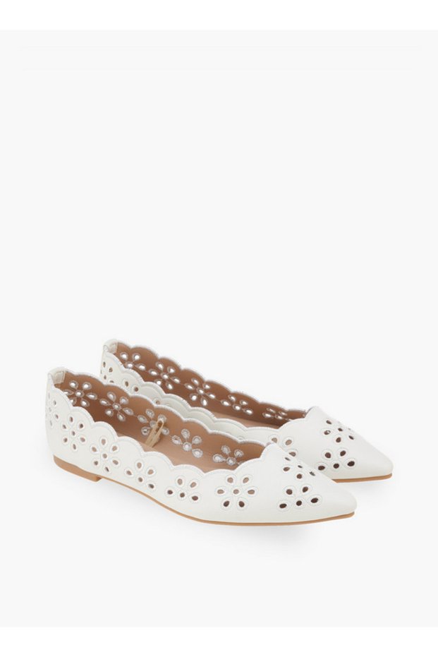 Women Scalloped Laser Cut Ballerina Shoes