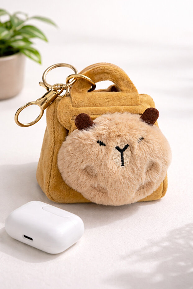 Plush Capybara AirPods Bag, Keychain, Bag Charm