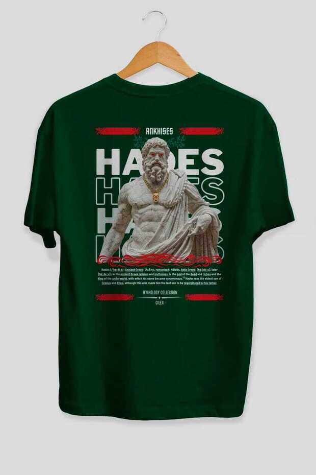 Hades 2 Mythology Back Printed Green Oversize T-Shirt Men Women Cotton Crew Neck Tshirt