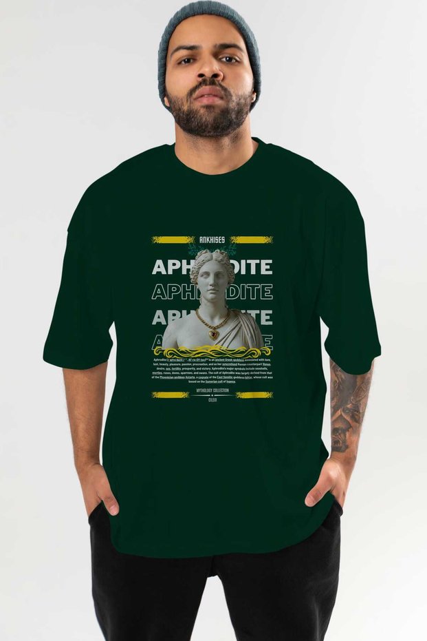 Aphrodite 1 Mythology Front Printed Green Oversize T-Shirt Men Women Cotton Crew Neck Tshirt