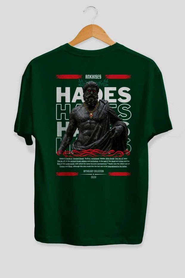 Hades 1 Mythology Back Printed Green Oversize T-Shirt Men Women Cotton Crew Neck Tshirt