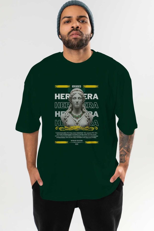 Hera 1 Mythology Front Printed Green Oversize T-Shirt Men Women Cotton Crew Neck Tshirt