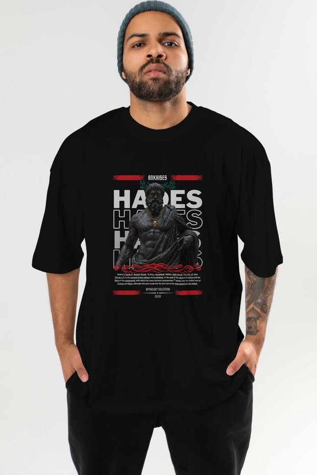 Hades 1 Mythology Front Printed Black Oversize T-Shirt Men Women Cotton Crew Neck Tshirt