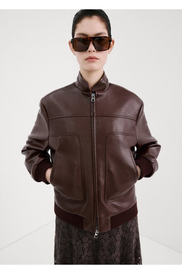 Şerit yakalı cepli ceket - 1