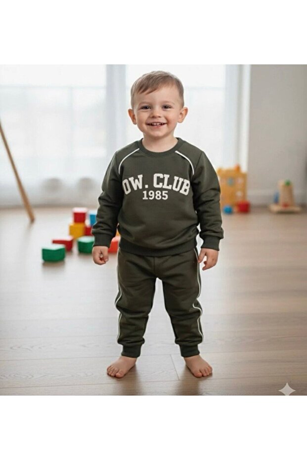 Boy's Printed Two-Thread Set Cotton Casual Sports Stylish Top and Bottom Combination