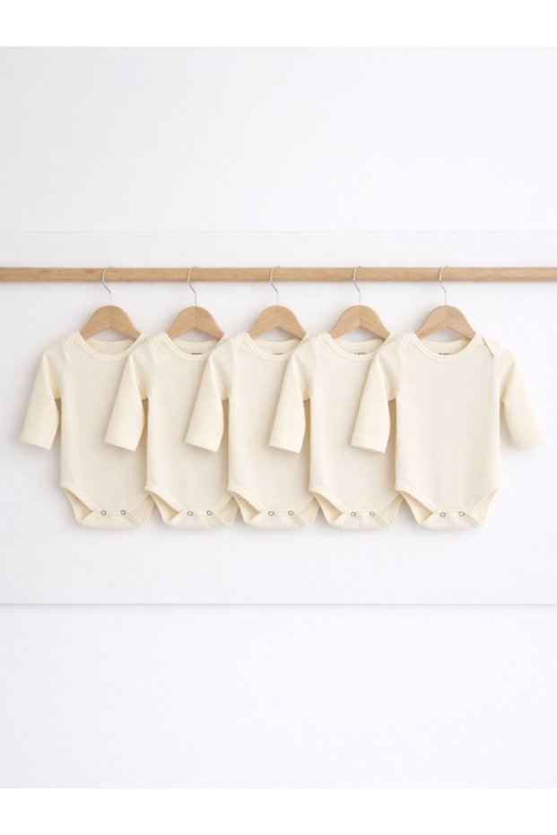 5-Pack 0-3 Years Old 100% Cotton Long Sleeve Baby Bodysuit Cotton Unisex Girls Boys Bodysuit