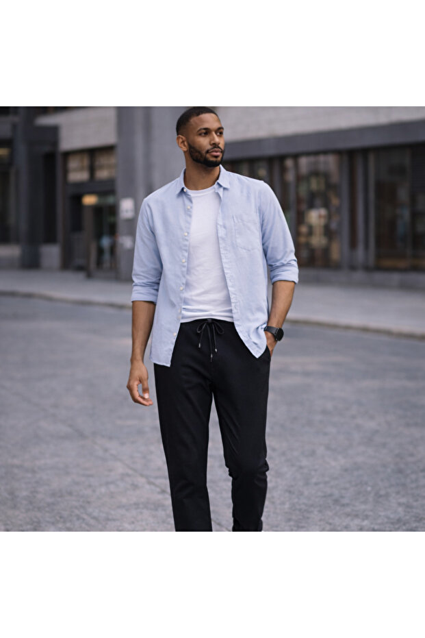 Men's Jogger Pants with Waist Elastic Detail