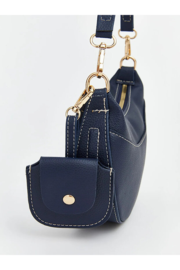 Navy Blue Women's Shoulder Bag with Wallet Accessories
