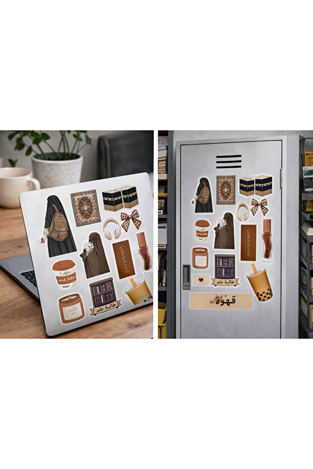Coffee & Spirituality Themed Sticker Collage Design – Minimal and Aesthetic (22X30 cm)