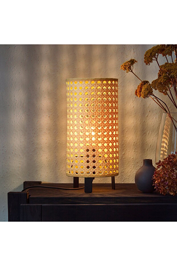 مصباح طاولة، بيج/أسود، 26 سم - 2