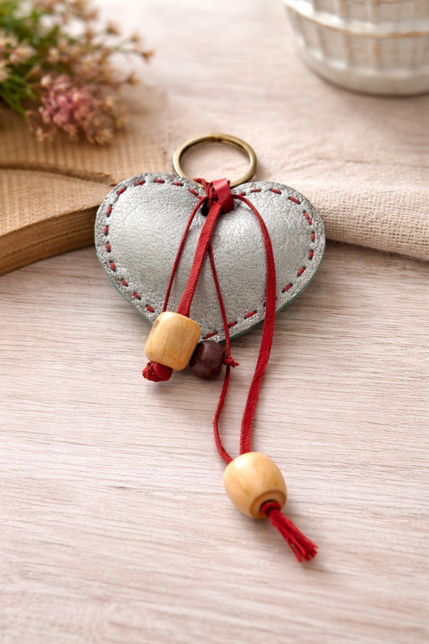 Designer Leather Heart Keychain & Bag Accessory