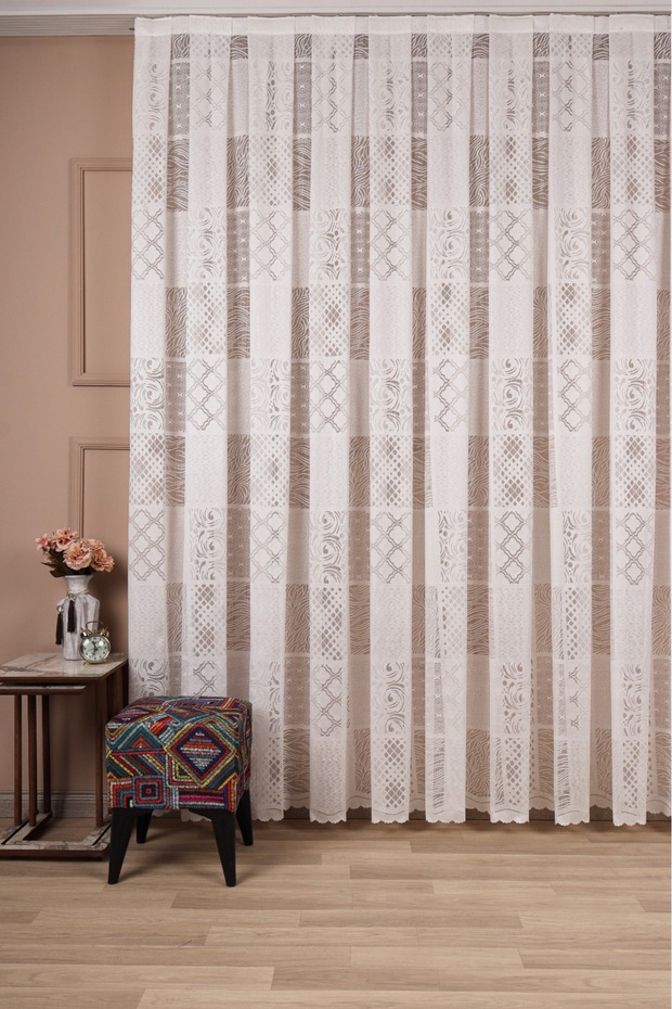 Patchwork Pattern 1/2.5 Pile Tulle Curtain - 1