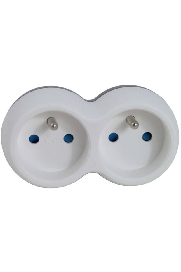 ELEC. SOCKET SPLITTER 2 SOCKET WHITE/GREY - 1