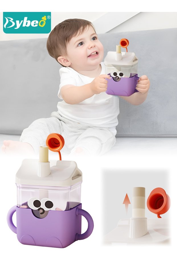 Baby Sippy Cup with Straw, Baby Water Bottle for Boys and Girls, Kids Drinking Bottle for School, Toddler Straw Cups for Outdoor and Indoor Use, BPA Free, 300ml