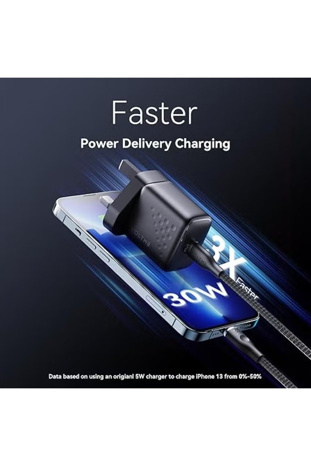 Revo 30 Mini2 Wall Charger UK & Type-C 3A Cable 1.2M For iPhone 17 and Android - Black