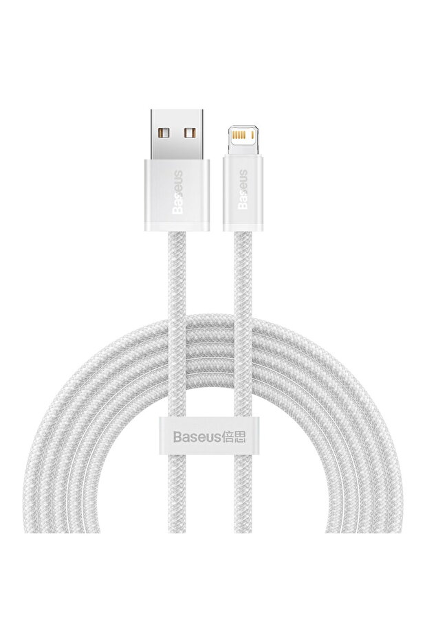 Cablu dinamic USB la Lightning, 2.4A, 2m, alb - 1