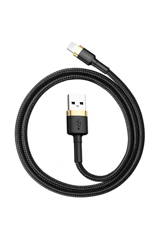 Cablu USB Lightning Cafule 2A 3m Auriu+Negru - 1