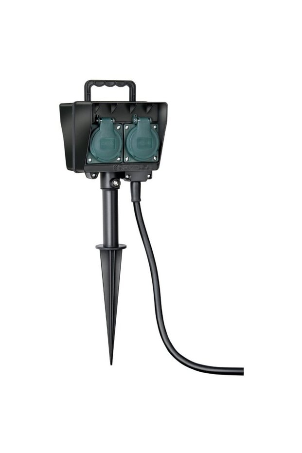 Double garden socket IP44 inserted into the ground