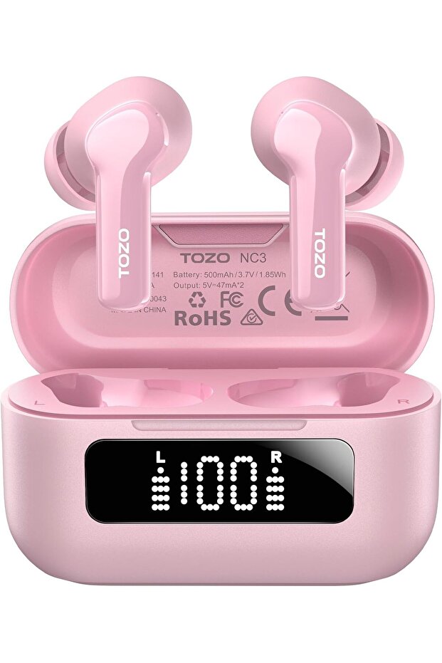 Hybrid Active Noise Cancelling Wireless Earbuds, 6 Mics Smart Noise Cancelling 55H Playtime