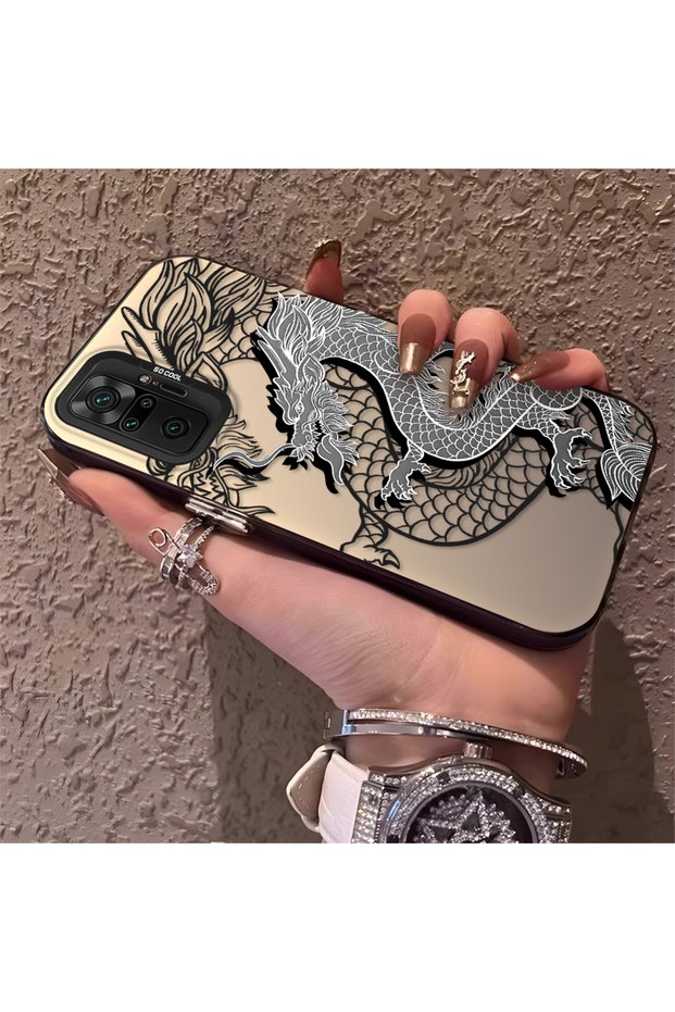 Redmi Note 10 Pro Compatible High Quality Chinese Style Black and White Dragon Printed Case
