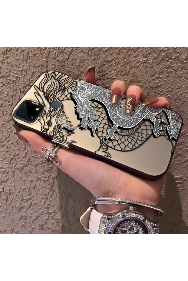 Realme C15/C25/C25S Compatible High Quality Chinese Style Black and White Dragon Printed Case