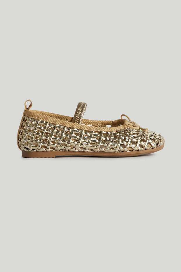 Gold Mesh Ballerina Shoes