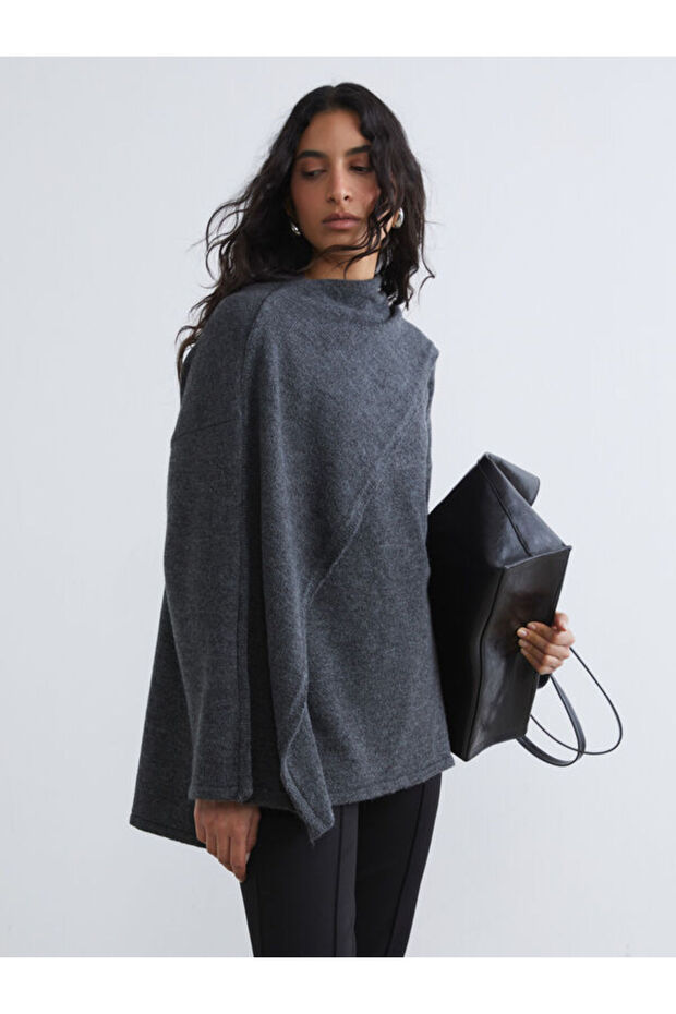 Quality Pieces from Çelebi Store Draped Shawl Roba Collar Loose Fit Women's Knitwear Sweater