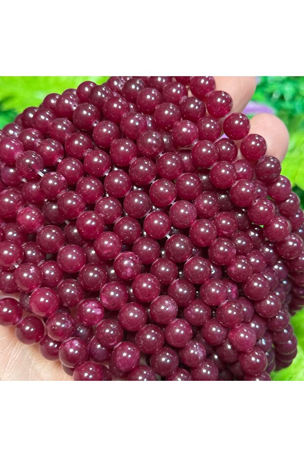 حجر كوارتز ملون ياقوتي كروي 8 ملم - 2