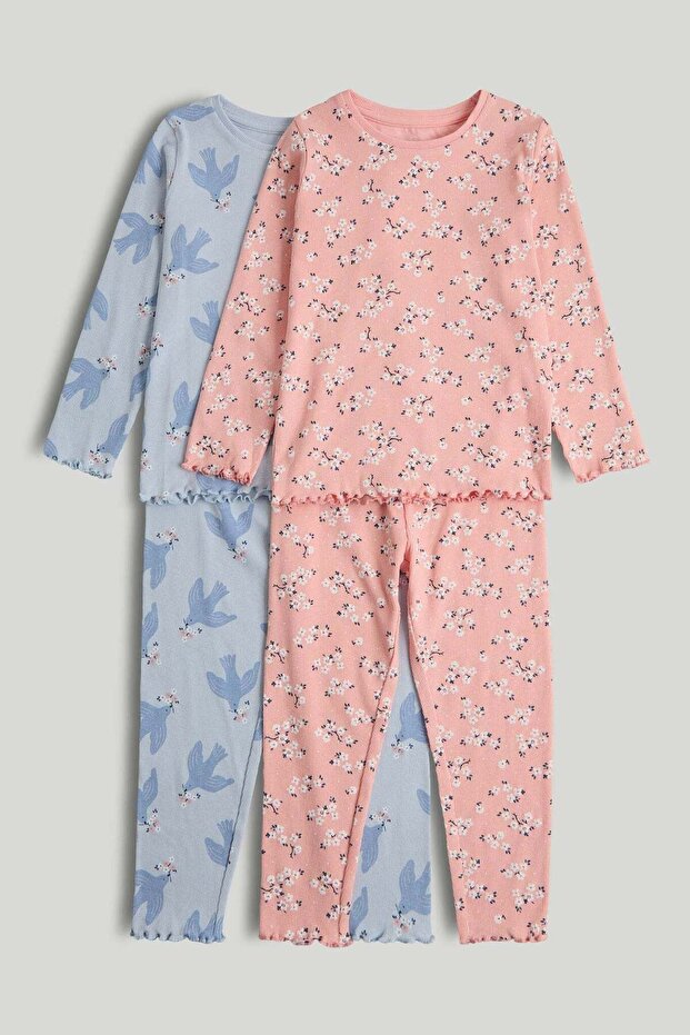 2 Pack Ribbed Pyjamas - 4