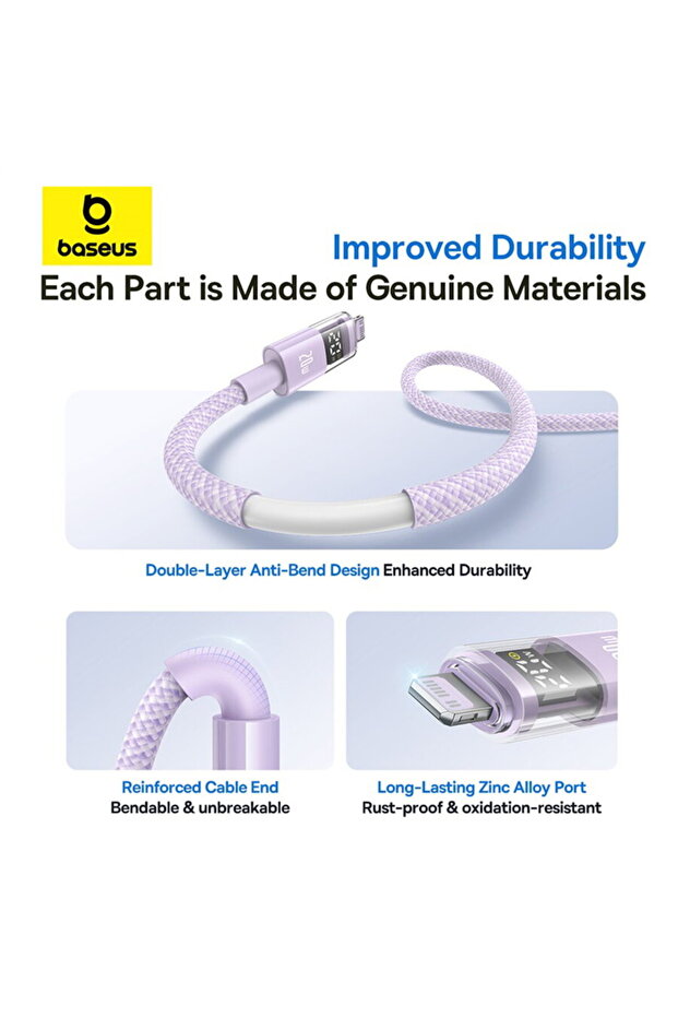 Data cable with digital display, type-c to lightning, 20w, 1m - 6