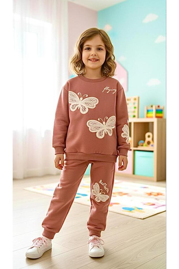 Nazar 25891 Butterfly 3-Thread Cuffed Banded Tracksuit Set