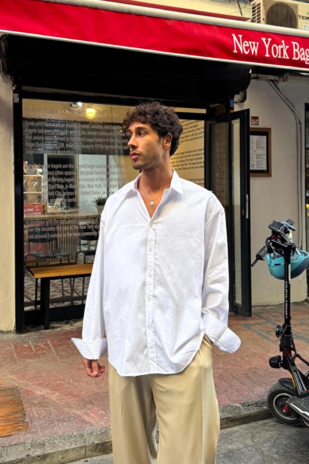 Basic Poplin Gömlek Beyaz - 1