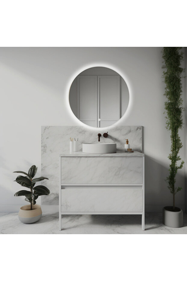 Star bathroom mirror, round, diameter 60 cm, defog function, LED lighting, touch button - 1