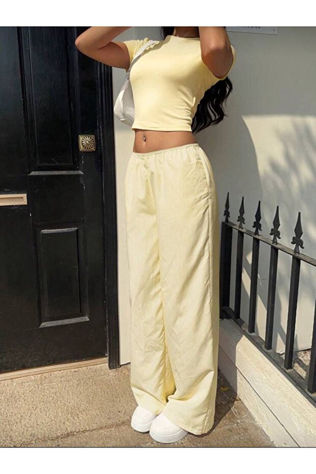 Toffy Model Ribbed Tracksuit Basic Crop Set - 2