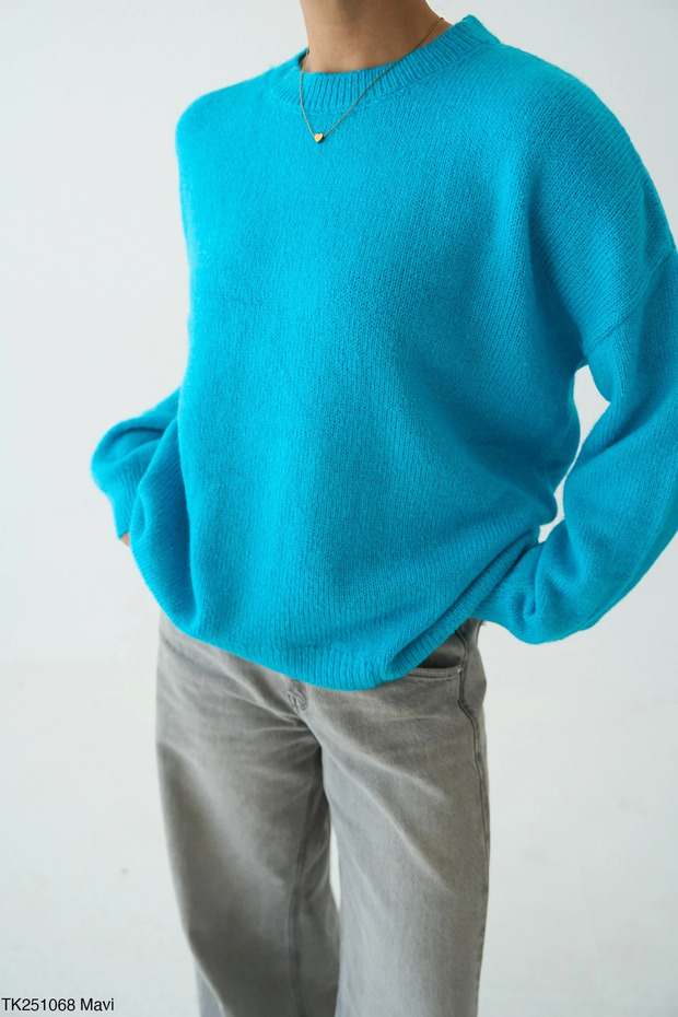 Bisiklet Yaka Oversize Triko Kazak - 2