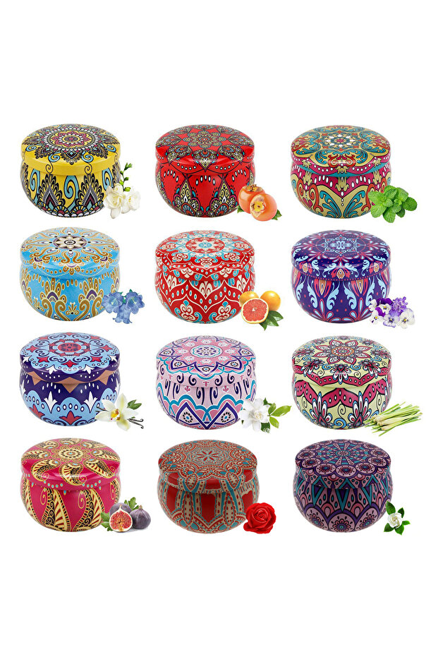 Metal 60ml 2.2Oz set 1 12Pcs Tinplate Empty Candle Jars 2Oz 4Oz Round Metal Tin Containers with Lid
