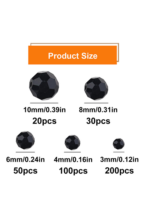 3MM 200pcs black 20-200pcs Black Ball Faceted Shape Austrian Round Crystal Glass Loose Beads For DIY