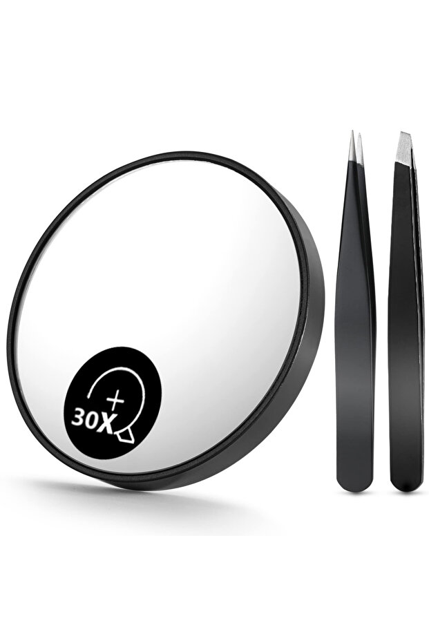30X with tweezers 1/3/6pcs Magnifying Mirror and Eyebrow Tweezer Set, 30X Magnified Makeup Mirrors w