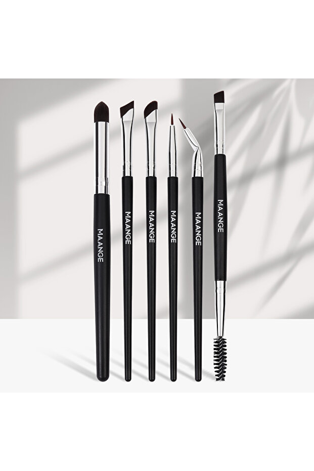 Black MAANGE 6pcs/set Professional Eye Makeup Brush Fine Angled Eyeliner Brush Concealer Eyebrow Eye