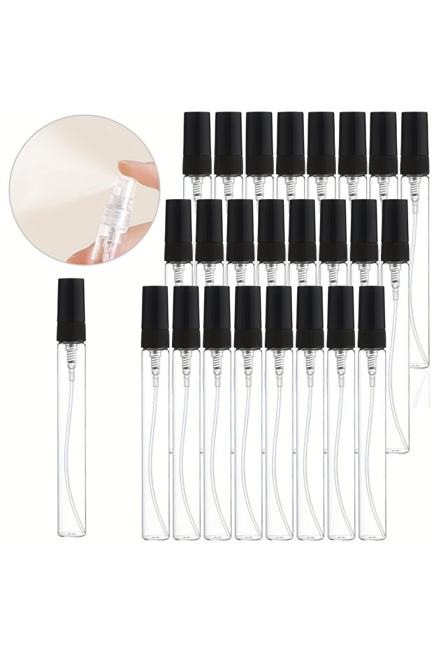 Glass 10ml black 25pcs 10ml Refillable Empty Portable Glass Spray Bottle with Plastic Nozzle Pocket