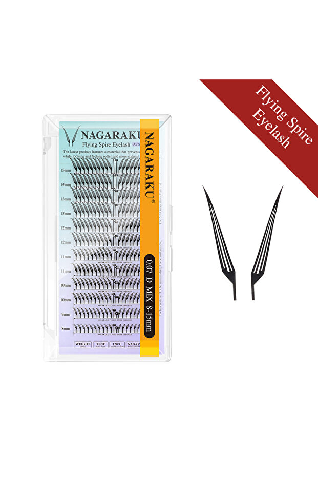 mix8-15mm 0.07mm D Flying Spire Eyelash NAGARAKU Flying Spire Anime Effect Eyelashes Soft Plume Flut
