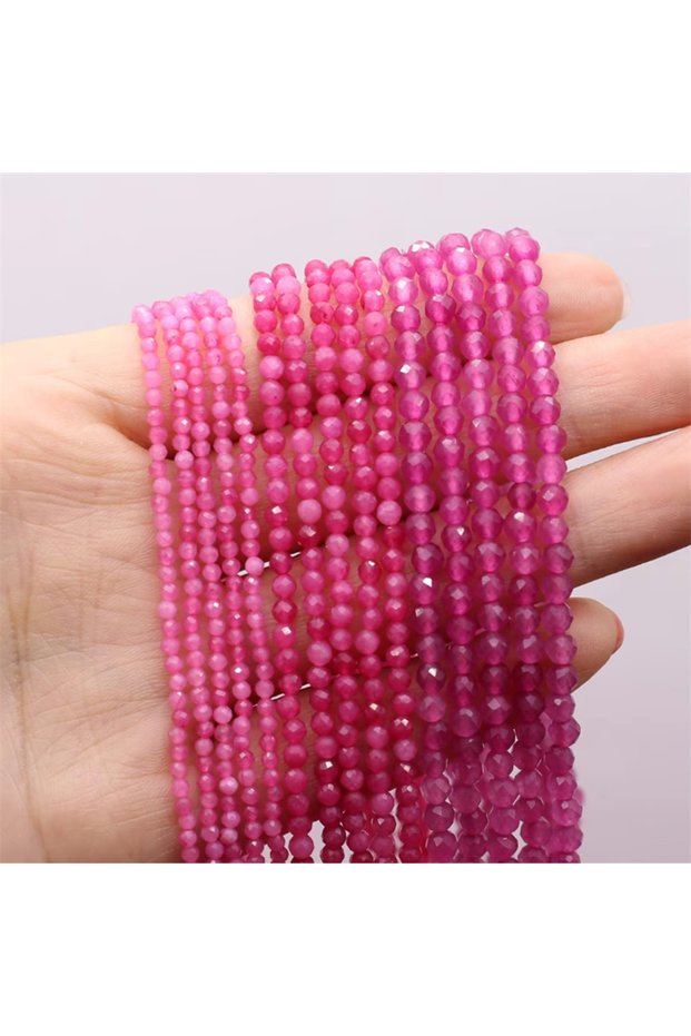 2MM Pink tourmaline Natural Stone Beaded Faceted Pink Tourmaline Gemstone Isolation Loose Beads for