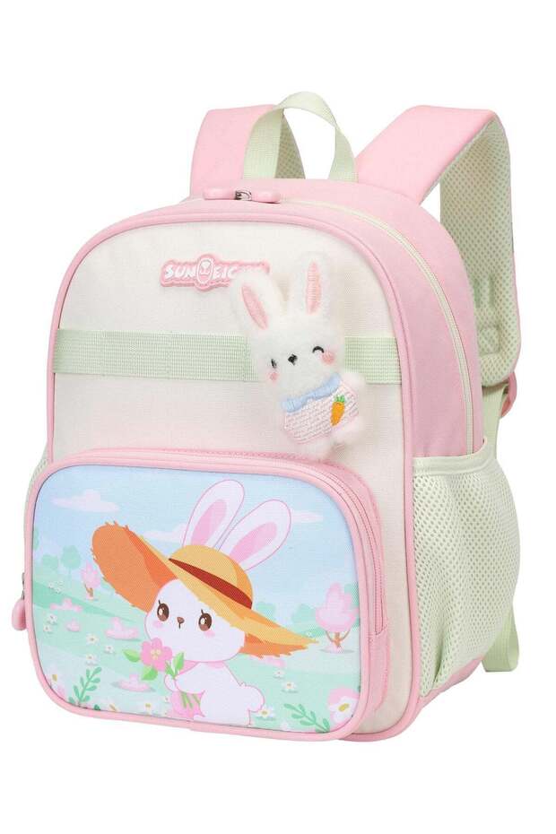 Premium 12-inch Light Weight School Backpack Water Resistant Polyester Cute Rabbit Cartoon