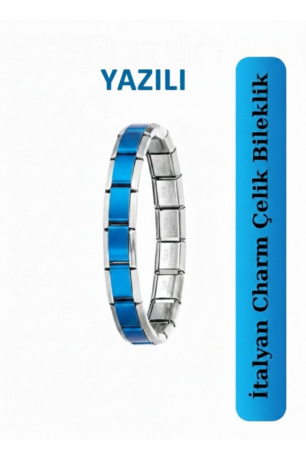 Italian Charm Double Color Written Thick Model Stainless Steel Unisex Bracelet