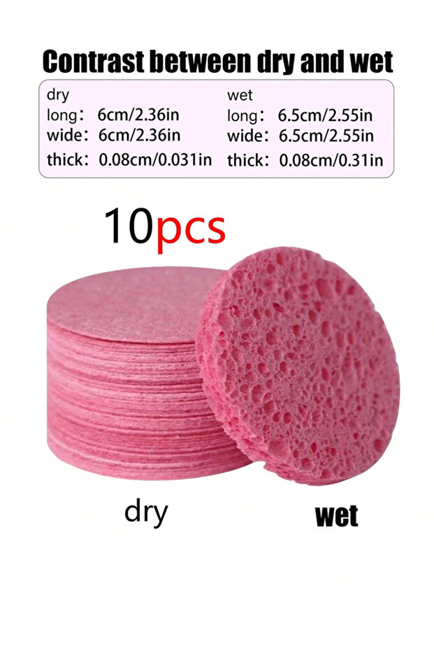 10Pcs-Pink 10/20Pcs Reusable Round Compressed Face Wash Wood Pulp, Exfoliating Face Wash,Suitable Fo