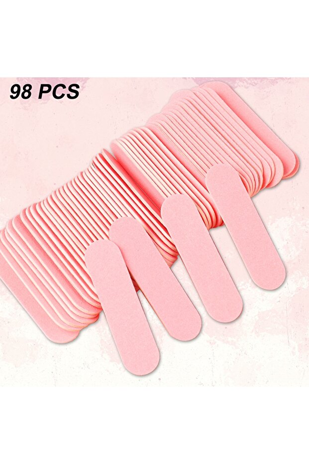 Set3 (98 Pcs) 8 to 498 Pcs 5cm Mini Pink Nail Files Double Sided Emery Boards for Manicure Pedicure