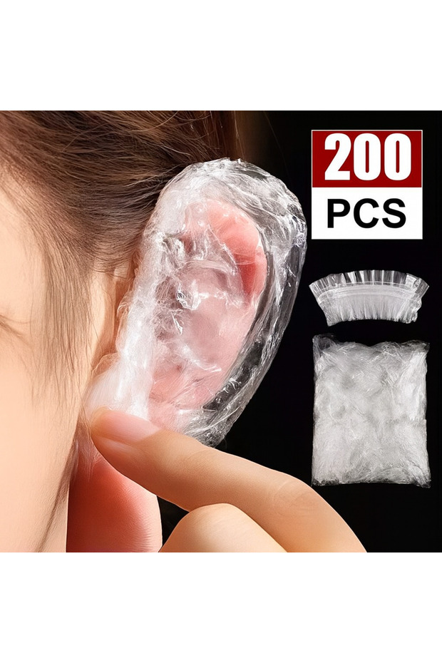 200Pcs 100PCS Disposable Waterproof Ear Covers for Hair Dye, Transparent Elastic Earmuffs Protective