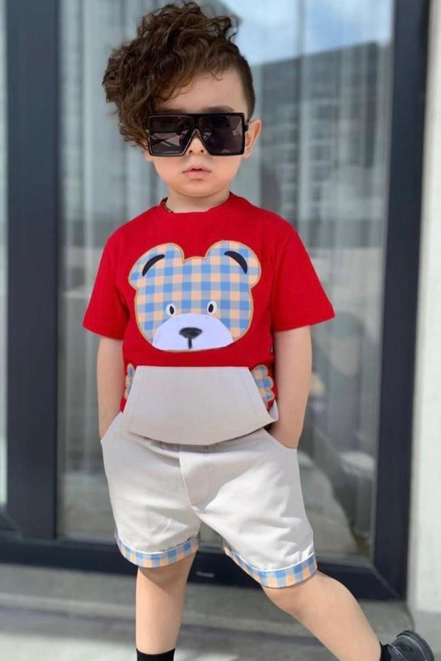 Special for Mini Beylere! Boy's Teddy Bear Printed Summer Set