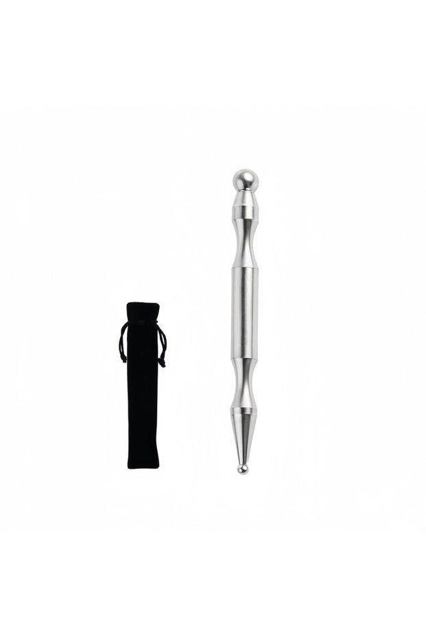1 Pen with Bag Stainless Steel Dual Head Massage Pen Deep Tissue Massager for Face And Body Acupress